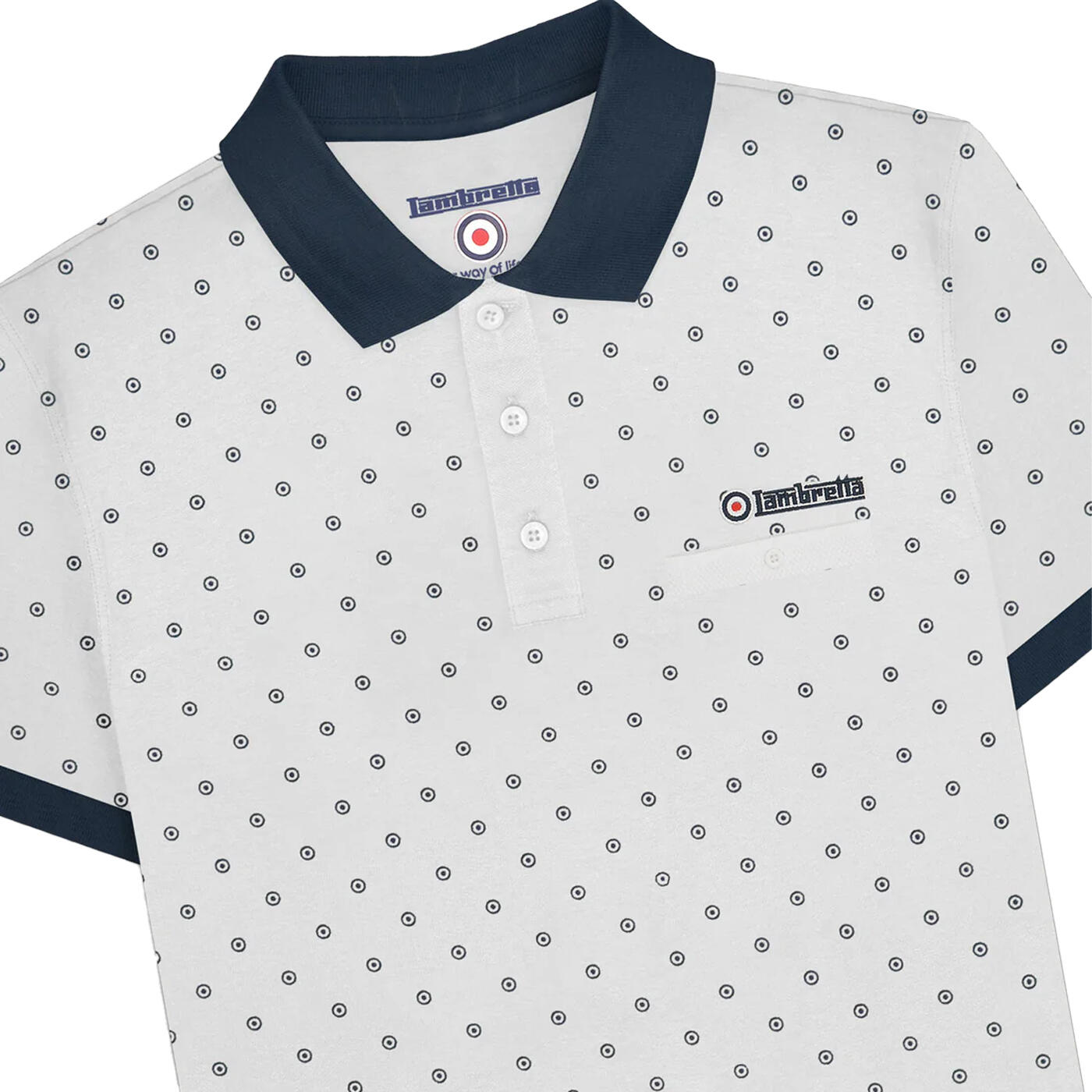 "AW24" Poloshirt für Herren Weiß/Marineblau 3/3