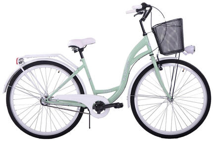 (K30) Rower miejski damski Kozbike 28 miętowo biały 3B z metalowym koszem