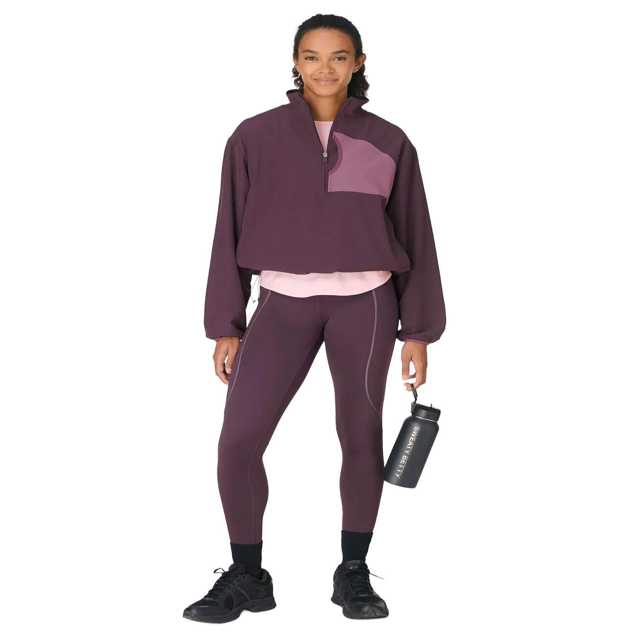 SWEATY BETTY Warm-Up Performance Fleece Halfzip  AUBERGINEPAARS L 3/7