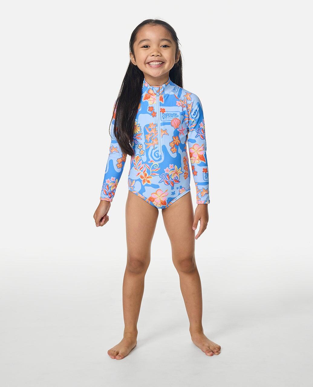 Costume intero bambina Surf Magic manica lunga 3/4