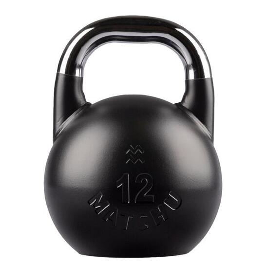 Kettlebell de compétition 12 kg en acier - Noir - 28 cm - Ø 21 cm - Acier