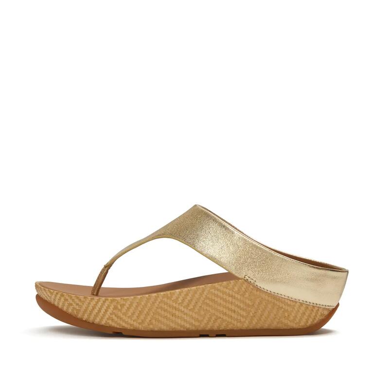 FITFLOP FitFlop Lulu Lux Graphic-Weave Leather Toe-Post Sandals  PLATINO 40