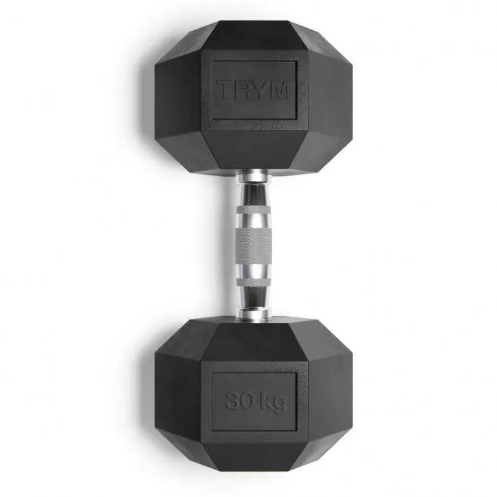 Gantera hexagonala 30 KG, crom/negru TRYM 3/3