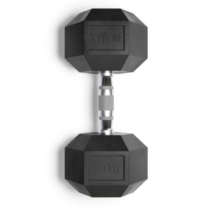 Gantera hexagonala 30 KG, crom/negru TRYM