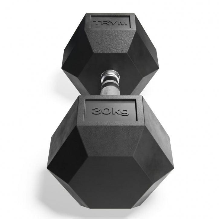 Gantera hexagonala 30 KG, crom/negru TRYM