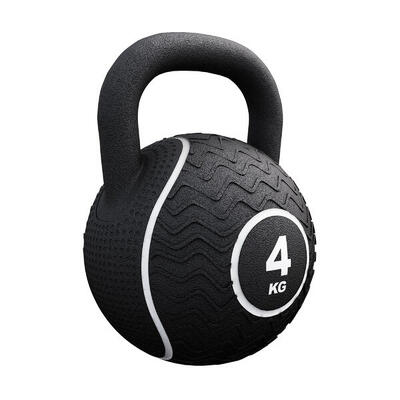 Kettlebell - gietijzer - rubber - gewicht - zwart - 4 kg