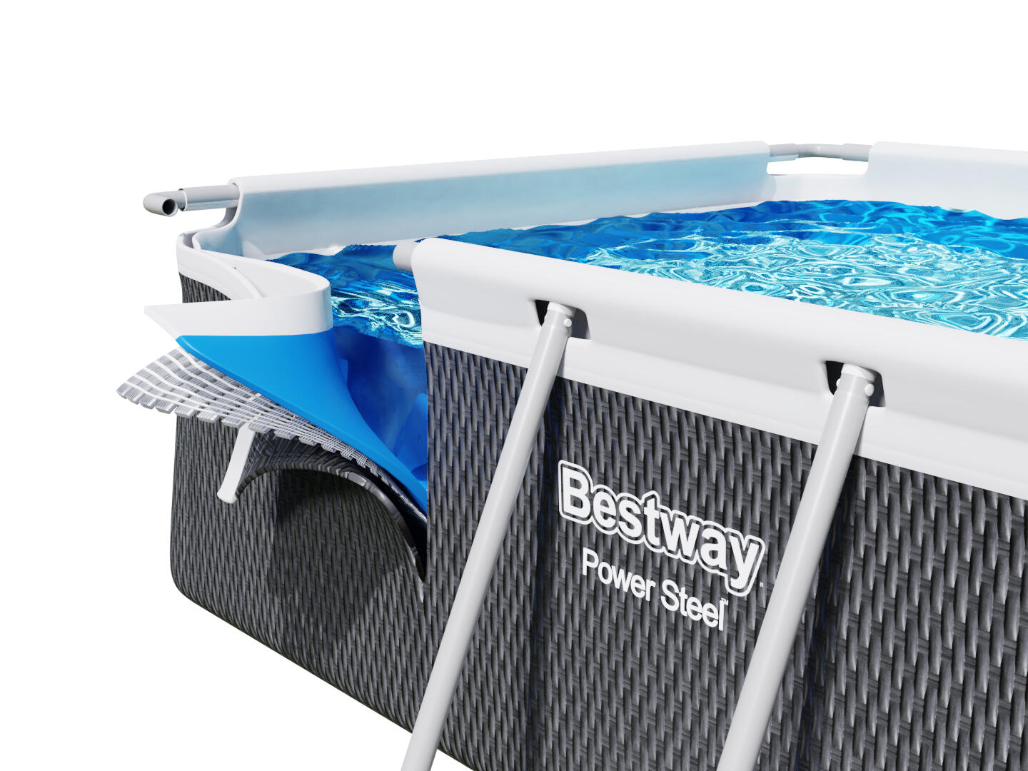Erwachsene Schwimmen Pool - Power Steel Rechteckig 549 x 274 x 122 cm grau 3/7