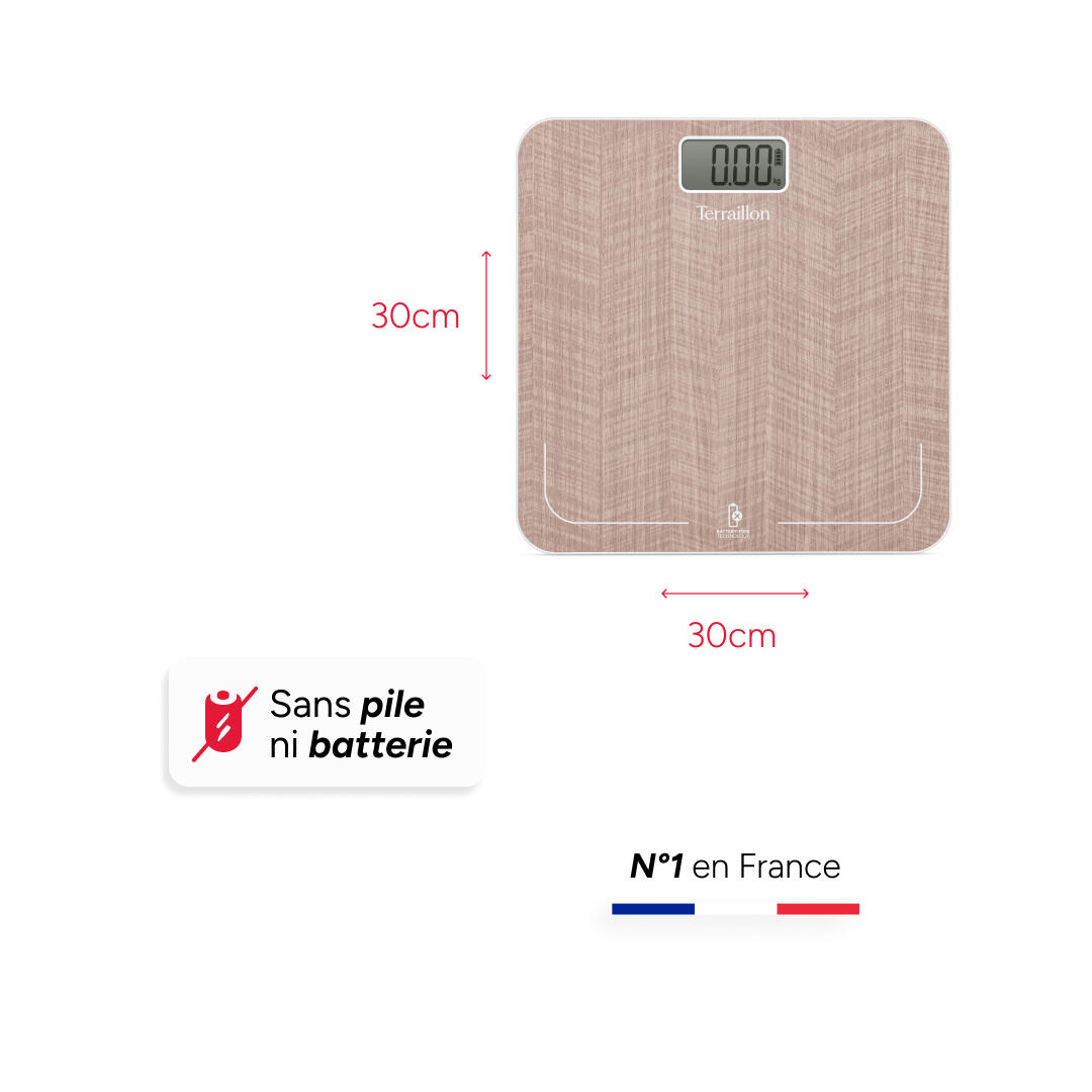 Pèse personne sans piles ni batteries - TERRAILLON - POWER FREE NATURA CHEVRON 5/6