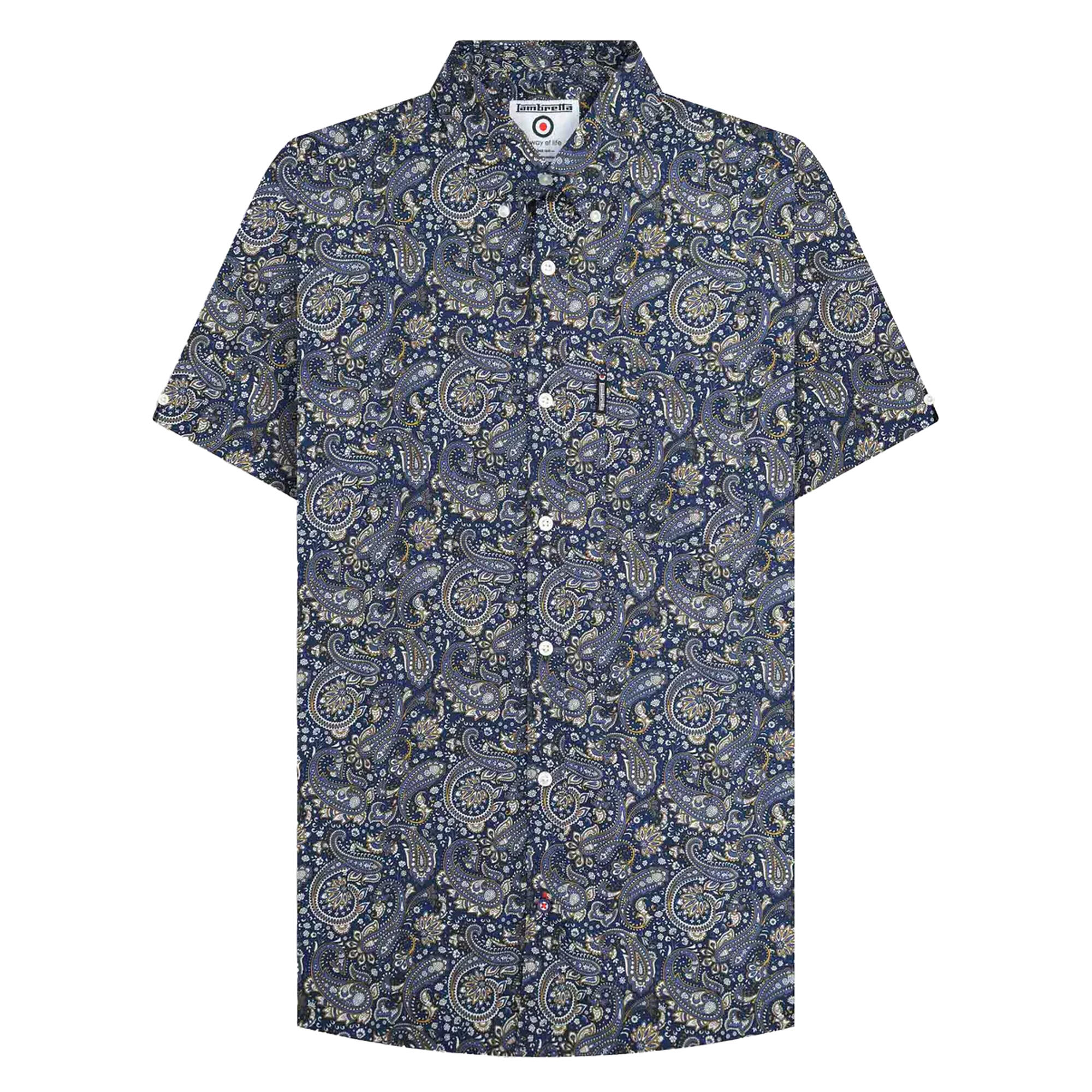 Camicia Paisley Uomo Lambretta SS25 Blu Navy 2/3
