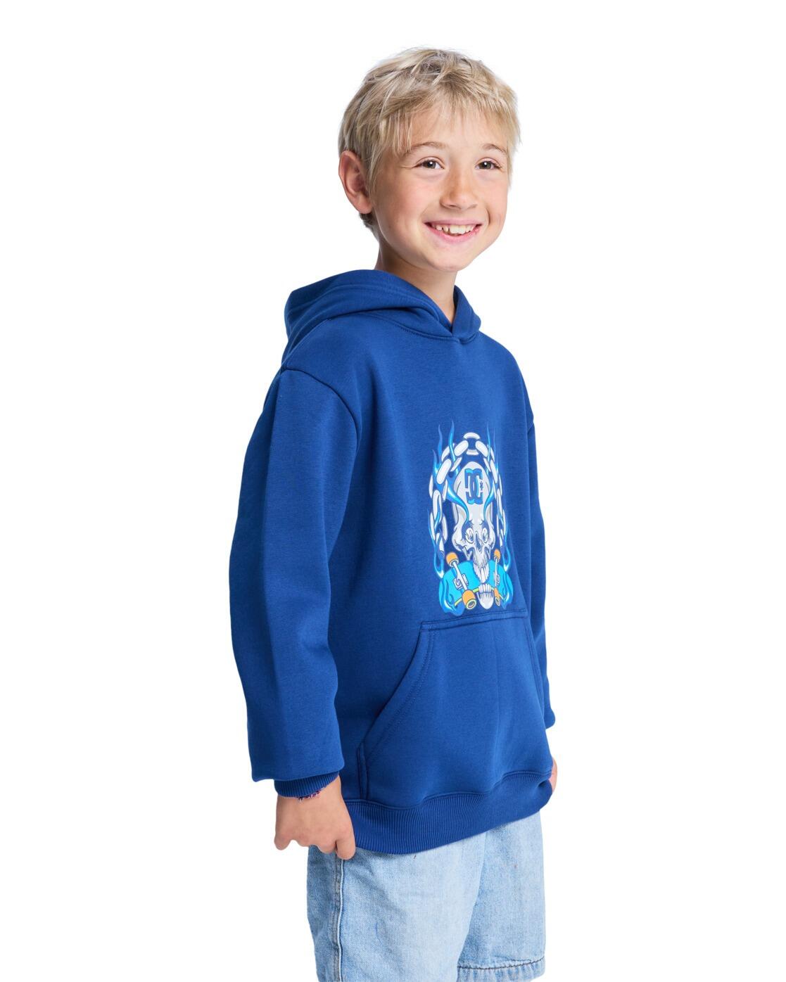 Sudadera con Capucha BURNING SKULL Azul Niño 3/4