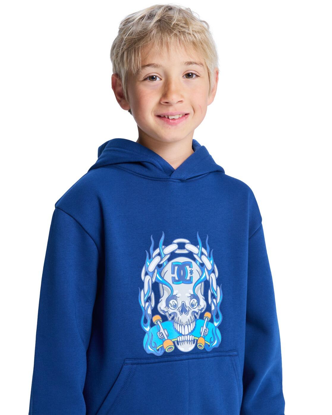 Sudadera con Capucha BURNING SKULL Azul Niño 4/4