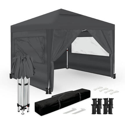 Faltpavillon Zelt 3x3 m Weiß UPF50+ für 10 Personen mit 4 Wänden und Tasche