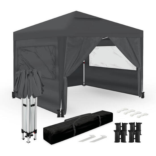 Faltpavillon Zelt 3x3 m Weiß UPF50+ für 10 Personen mit 4 Wänden und Tasche