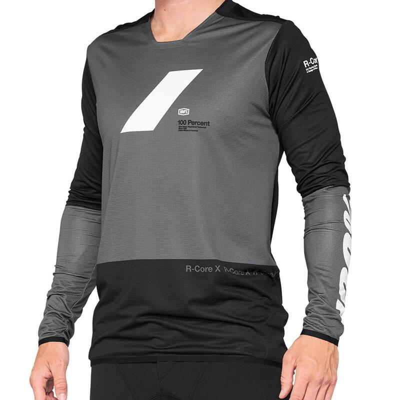 Maillot R-Core X - Maillot Manga Larga - Carbón/Negro - Negro/Gris/Blanco