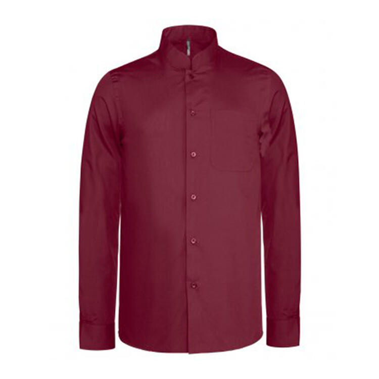 Mandarin Camicia Maniche Lunghe Uomo Kariban Vino 2/2