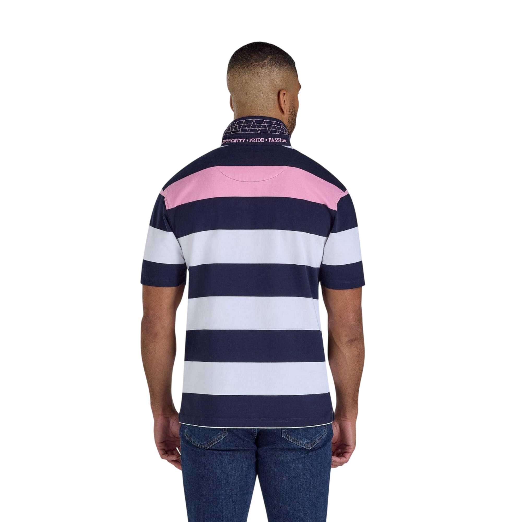 Maglietta Polo Rugby Striscia Irregolare Maglia Uomo Raging Bull Blu Navy Bianco 2/4