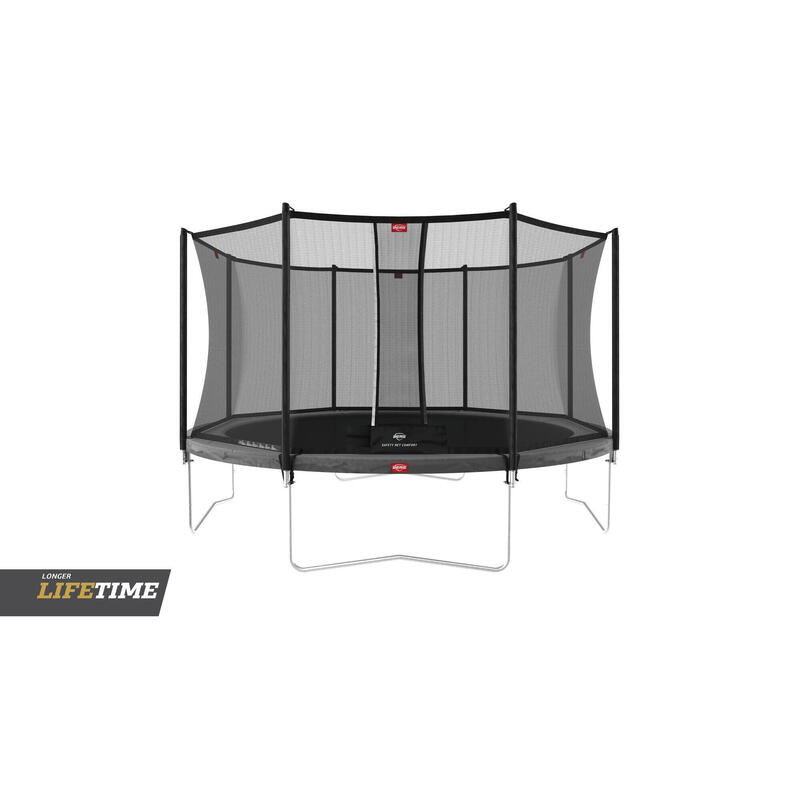 BERG Trampolin rund Favorit Regular grau 380 cm mit Sicherheitsnetz