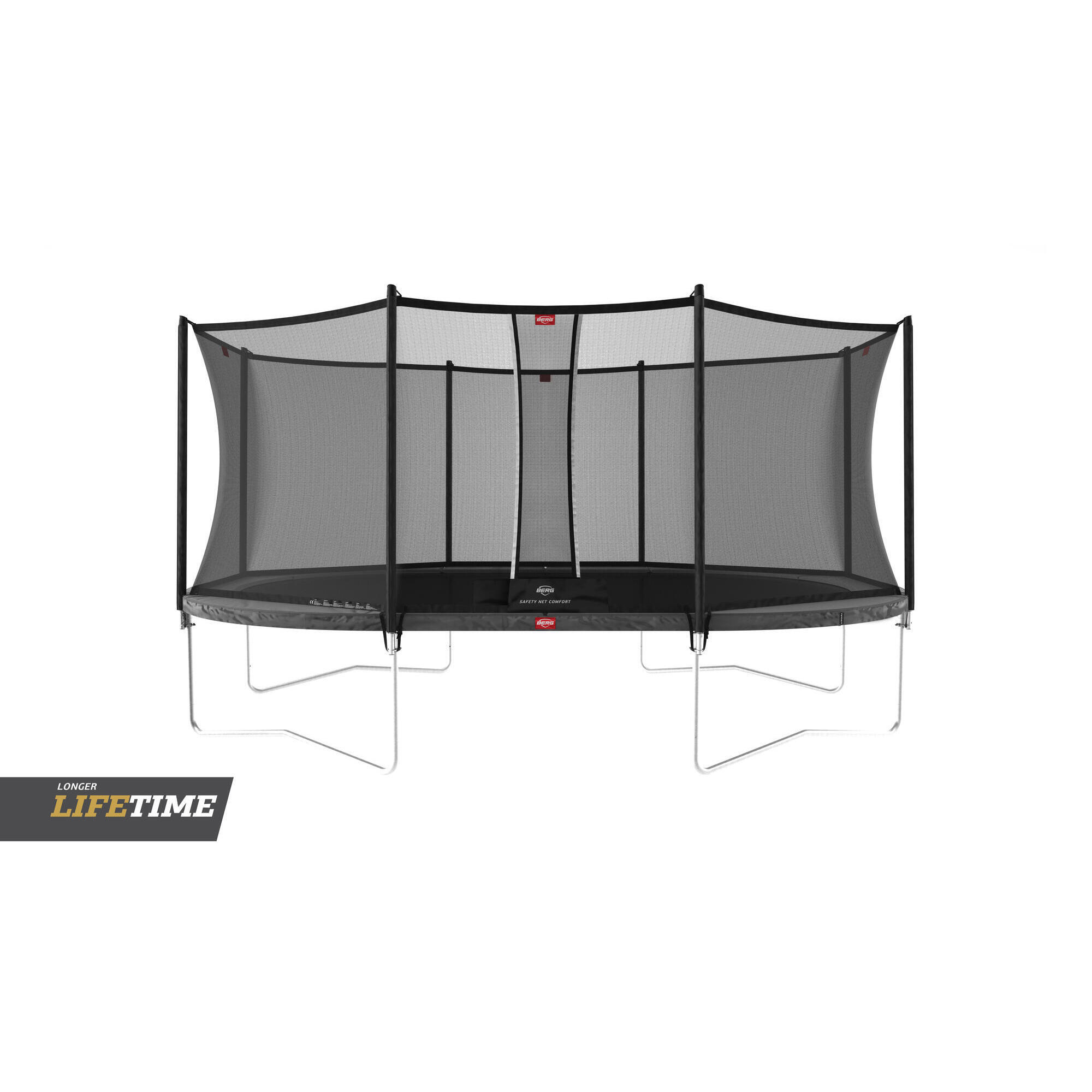 Trampolino ovale Favorit Regular grigio 520 cm con rete di sicurezza