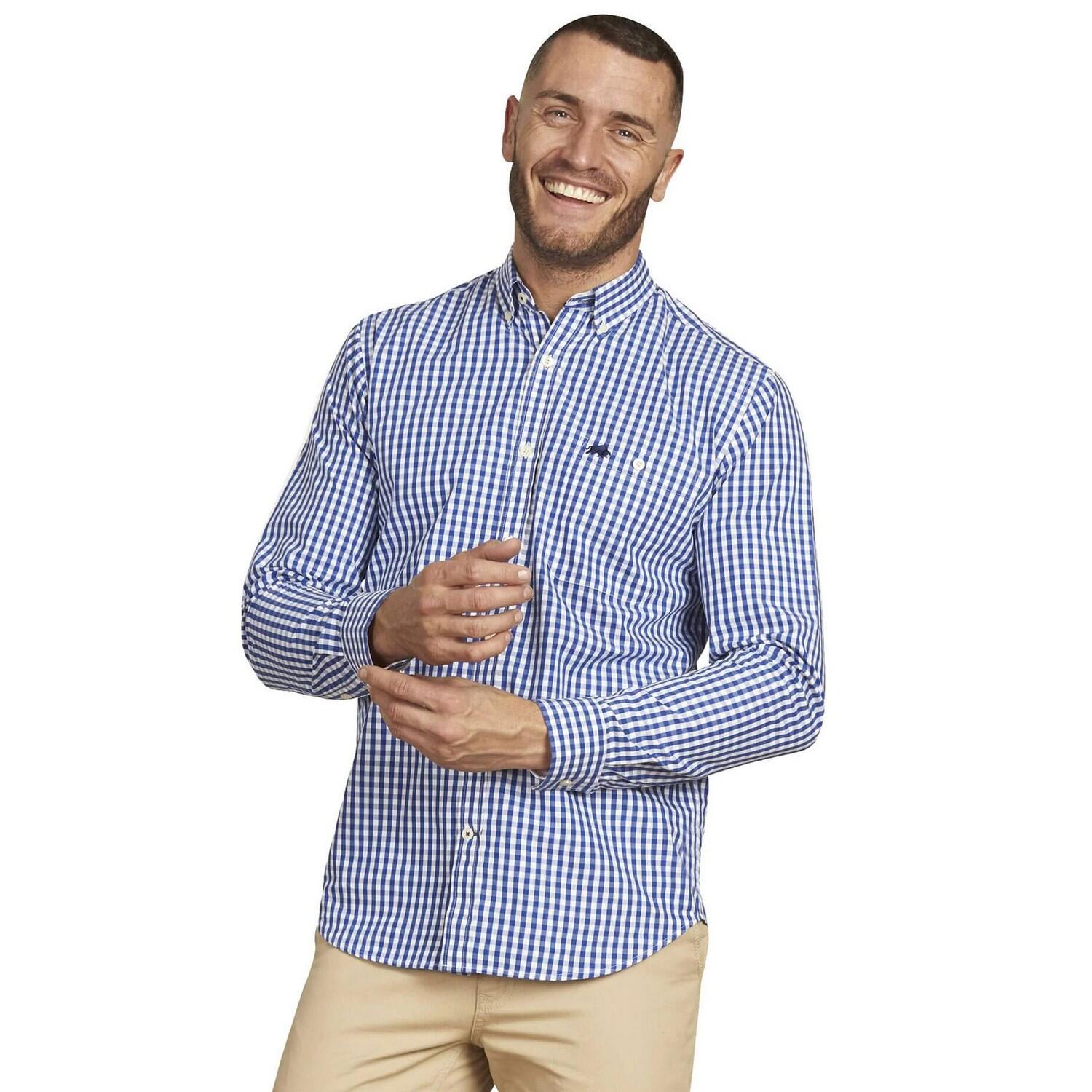 Mens Gingham Classic LongSleeved Shirt (Navy) 3/3