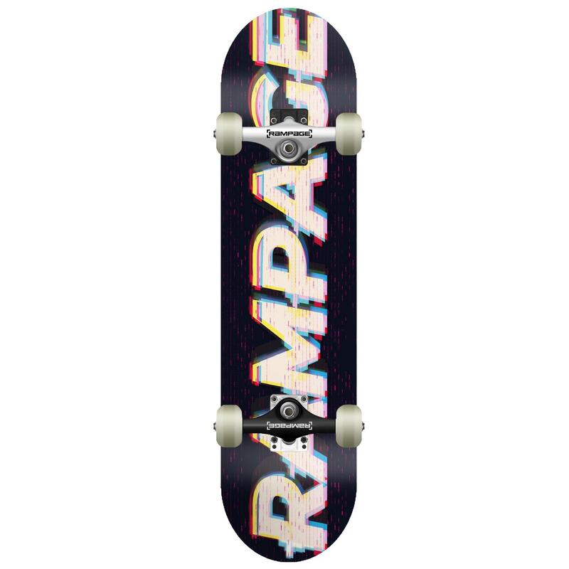 decathlon.co.uk | Rampage Glitch Logo Complete Skateboard - 8"