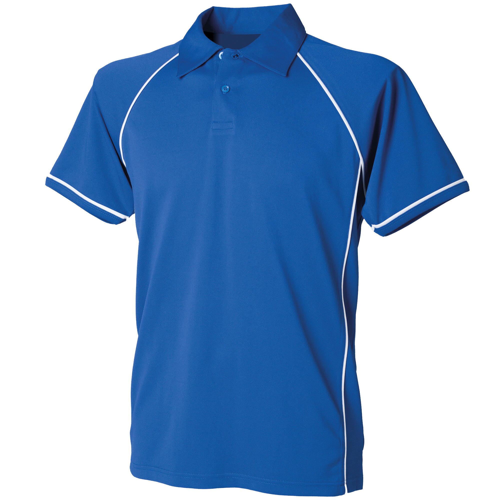 FINDEN & HALES Kids Unisex Piped Performance Sports Polo Shirt (Royal/White)