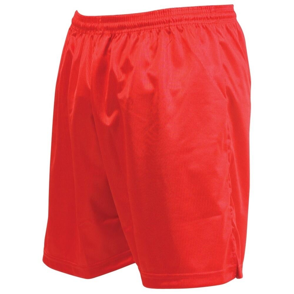 ErwachsenenFußballshorts mit MikroStreifen Damen und Herren Rot 3/3