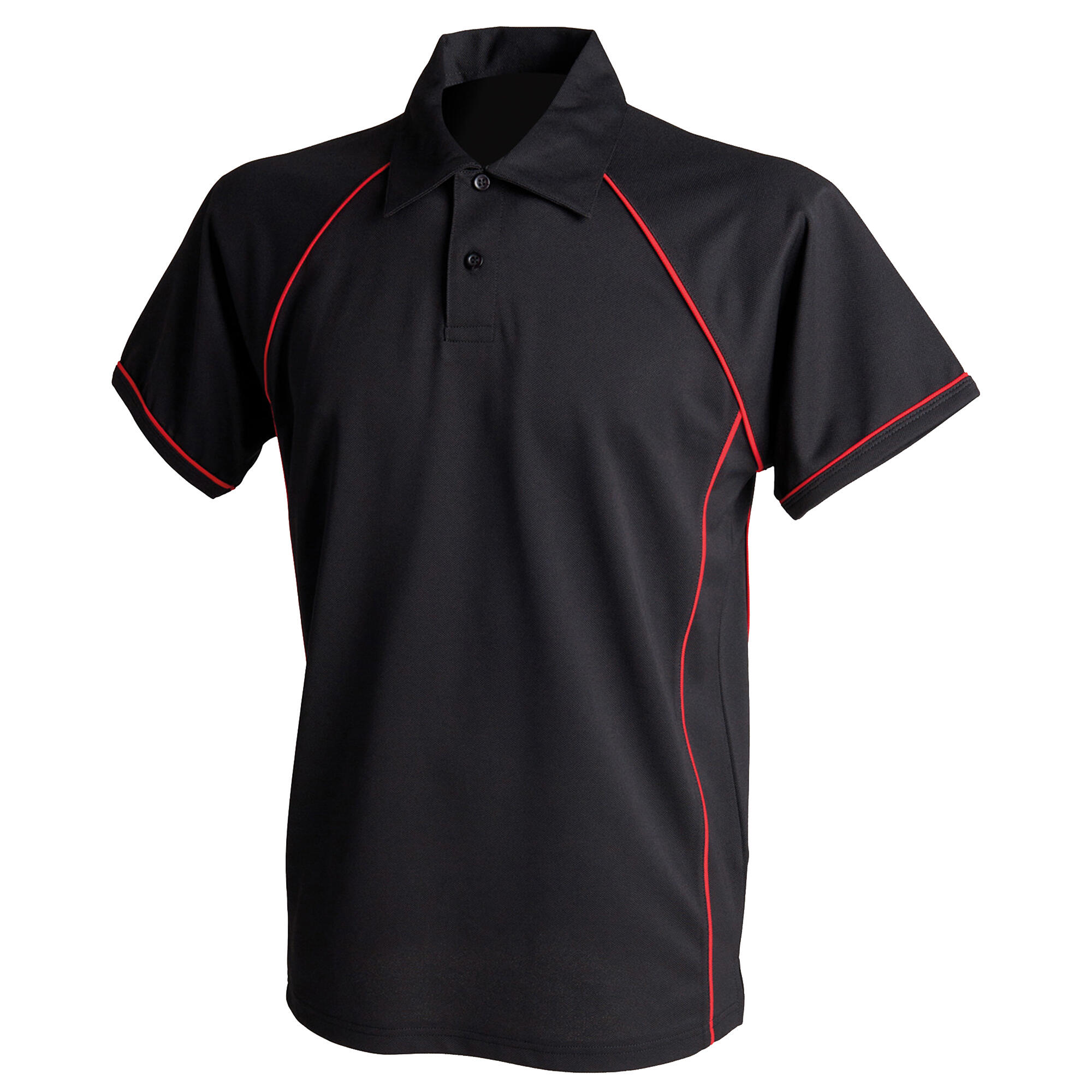FINDEN & HALES Kids Unisex Piped Performance Sports Polo Shirt (Black/Red)