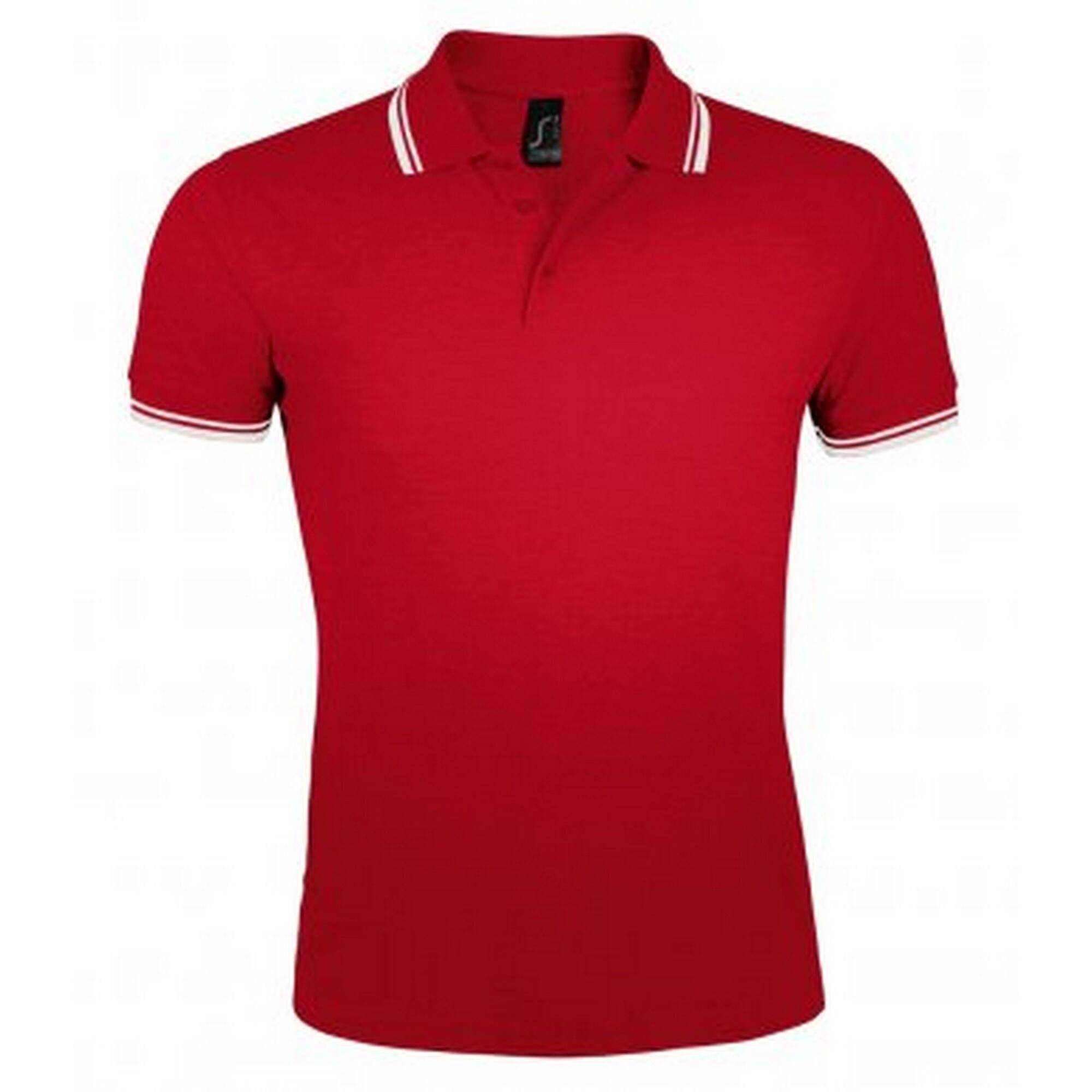 SOL'S Mens Pasadena Tipped Short Sleeve Pique Polo Shirt (Red/White)