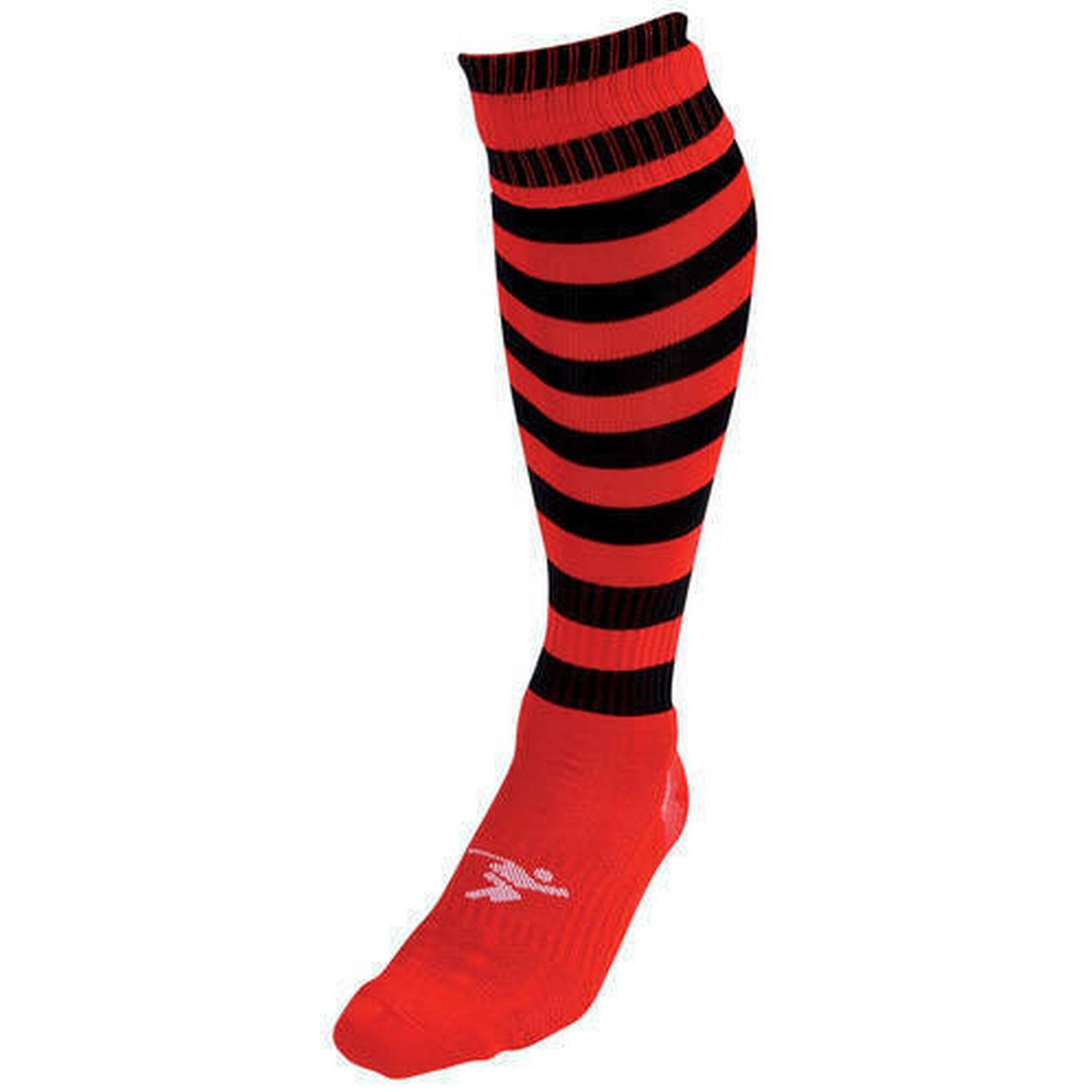 PRECISION Unisex Adult Pro Hooped Football Socks (Red/Black)