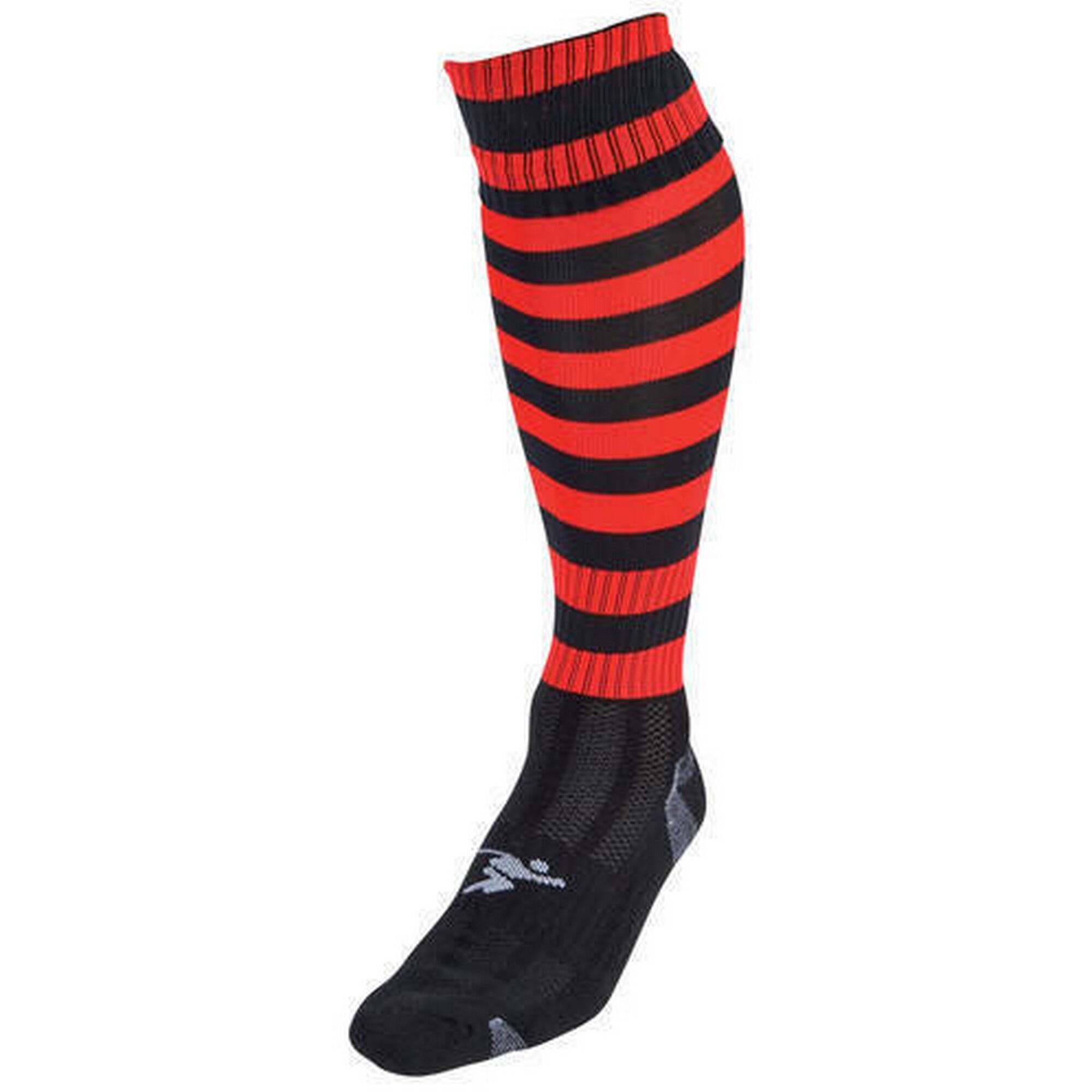PRECISION Unisex Adult Pro Hooped Football Socks (Black/Red)