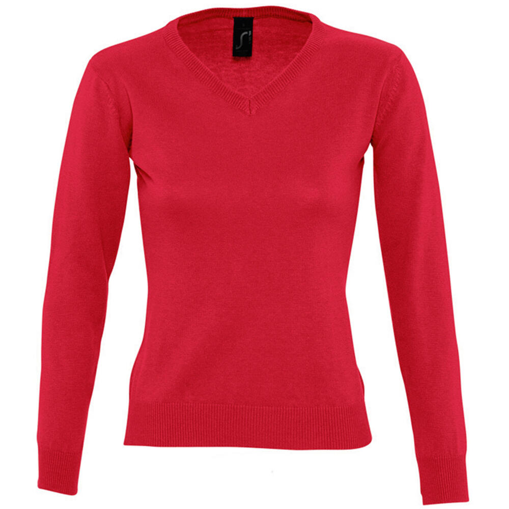 SOL'S Womens/Ladies Galaxy V Neck Sweater (Red)