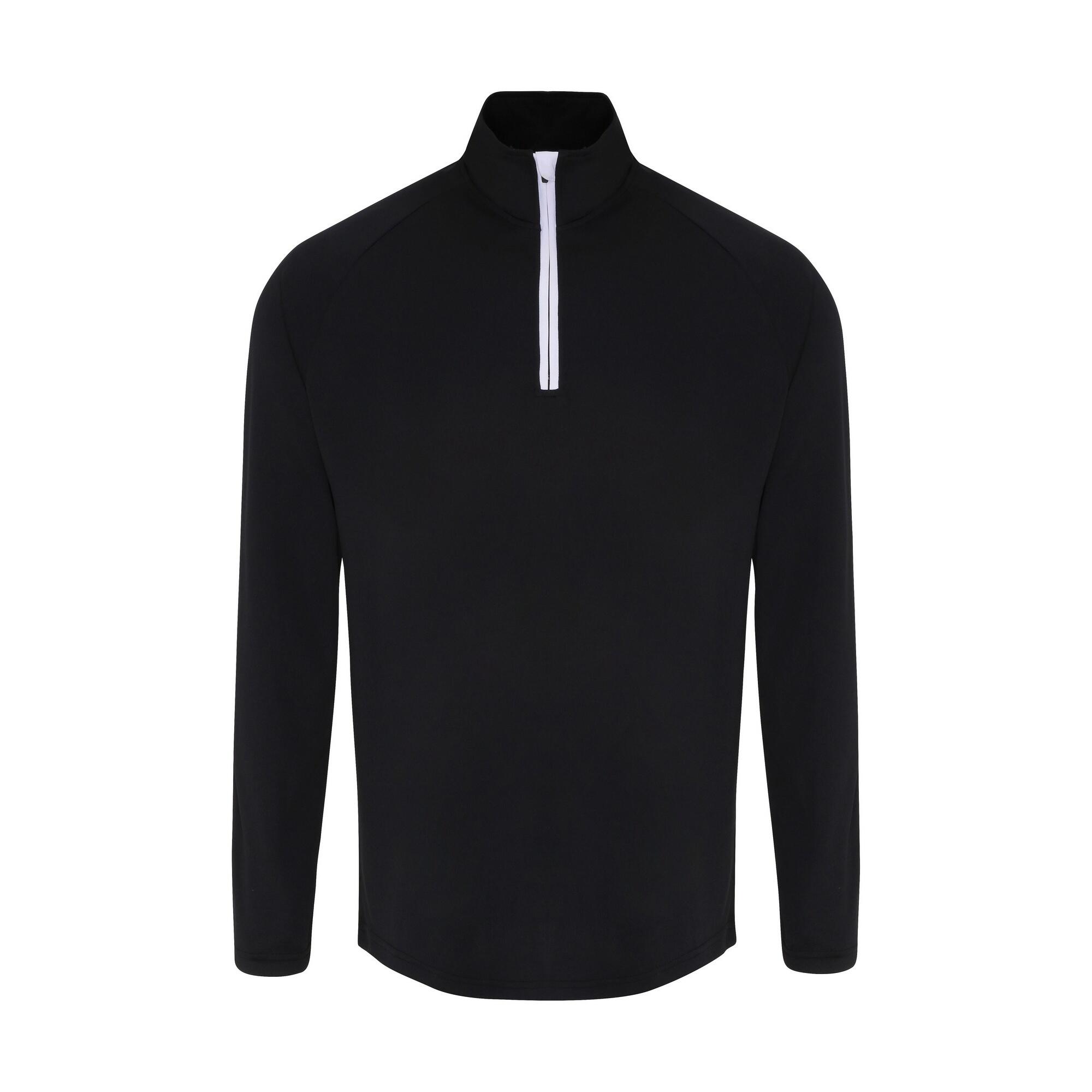 TRIDRI Mens Long Sleeve Performance Quarter Zip Top (Black/White)