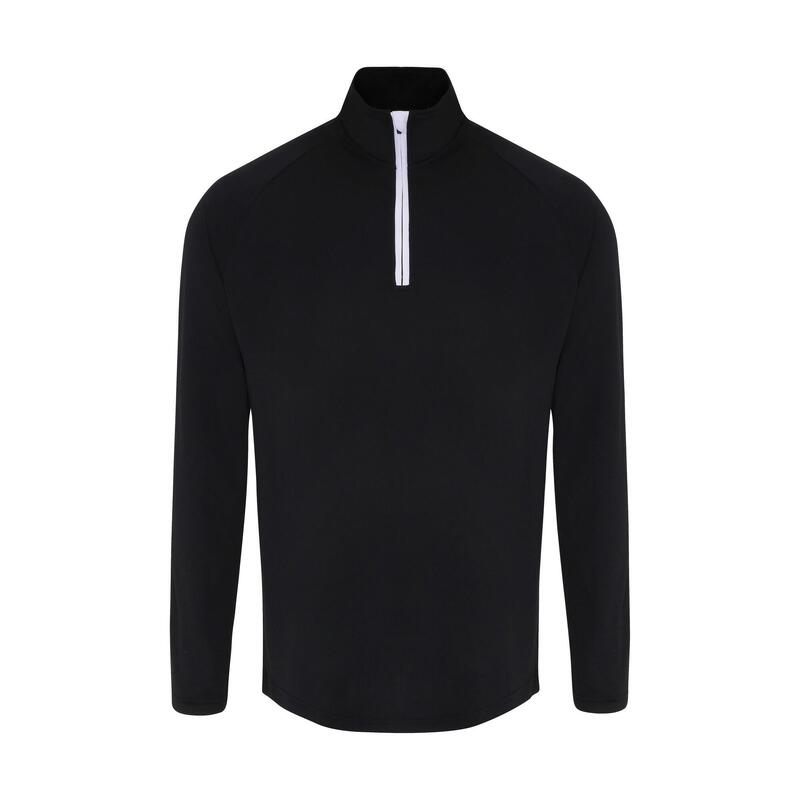 Langarm Performance Quarter Zip Top Herren Schwarz/Weiß