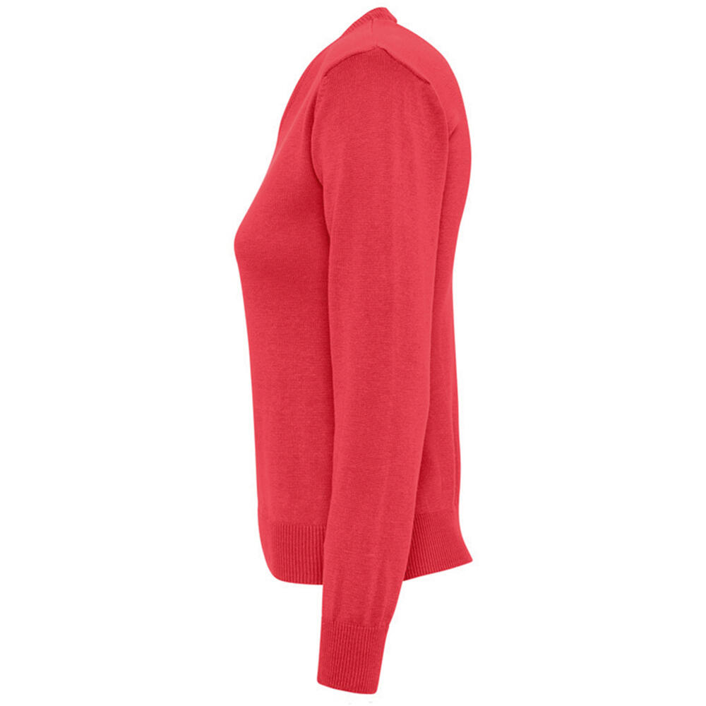 Womens/Ladies Galaxy V Neck Sweater (Red) 3/4