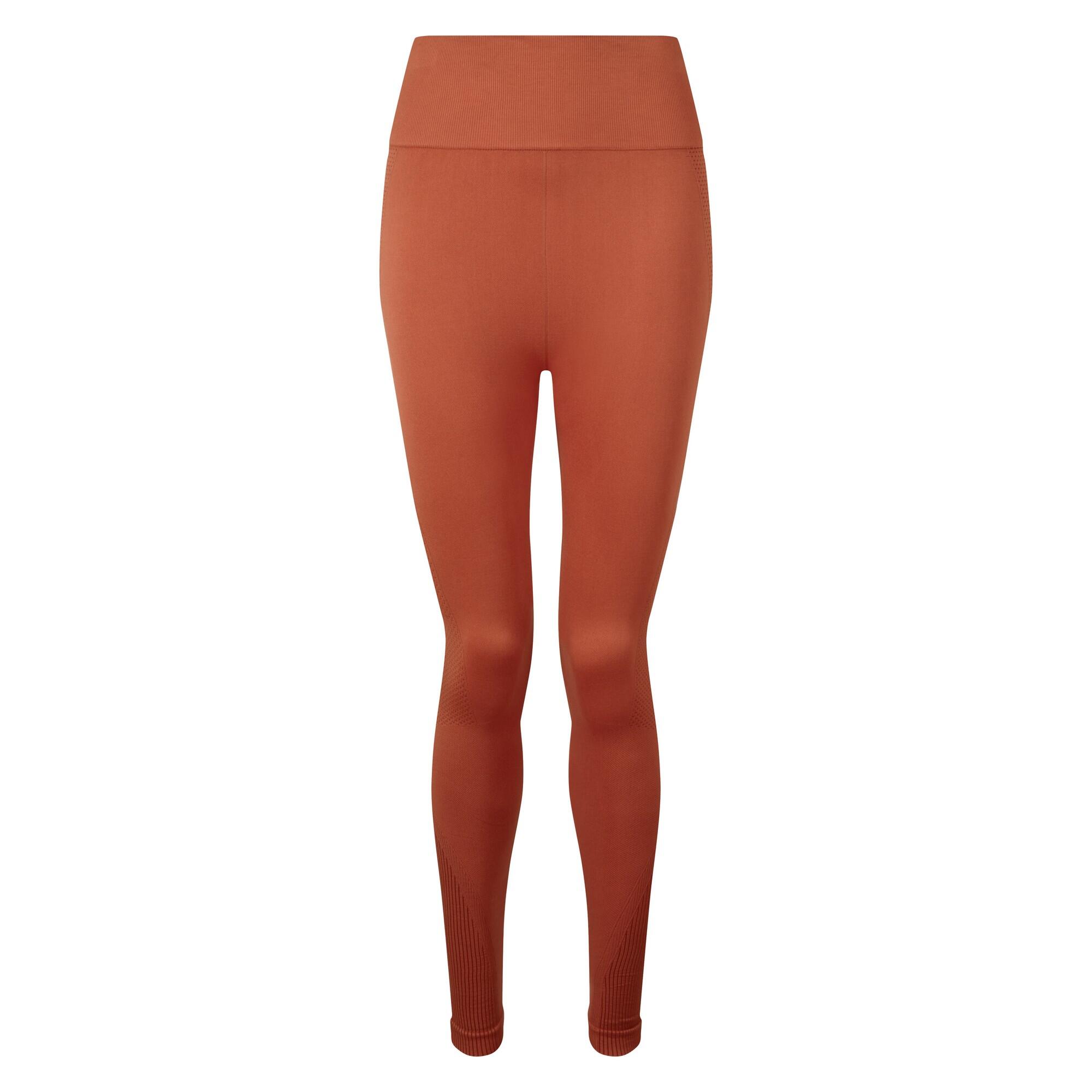 TRIDRI Women/Ladies Seamless 3D Fit MultiSport Sculpt Solid Colour Leggings (Rust)