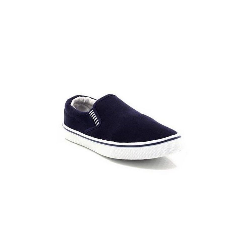 Mens Gusset Casual Canvas Yachting Shoes (Navy Blue) 5/5