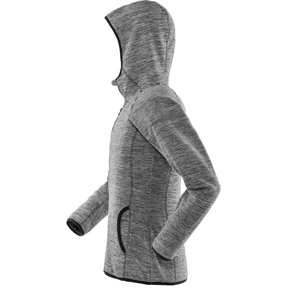 Ladies Micro Fleece Hoodie (Grey/Black) 3/4