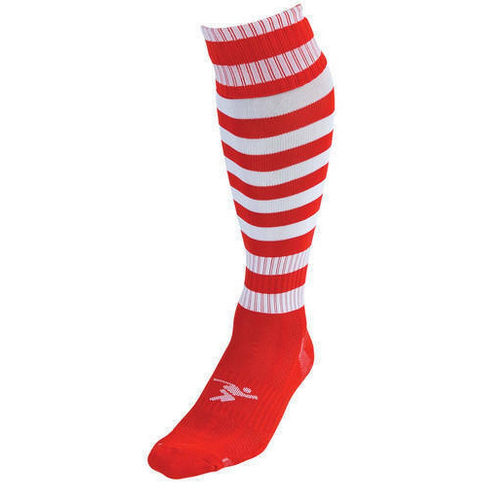 PRECISION Unisex Adult Pro Hooped Football Socks (Red/White)