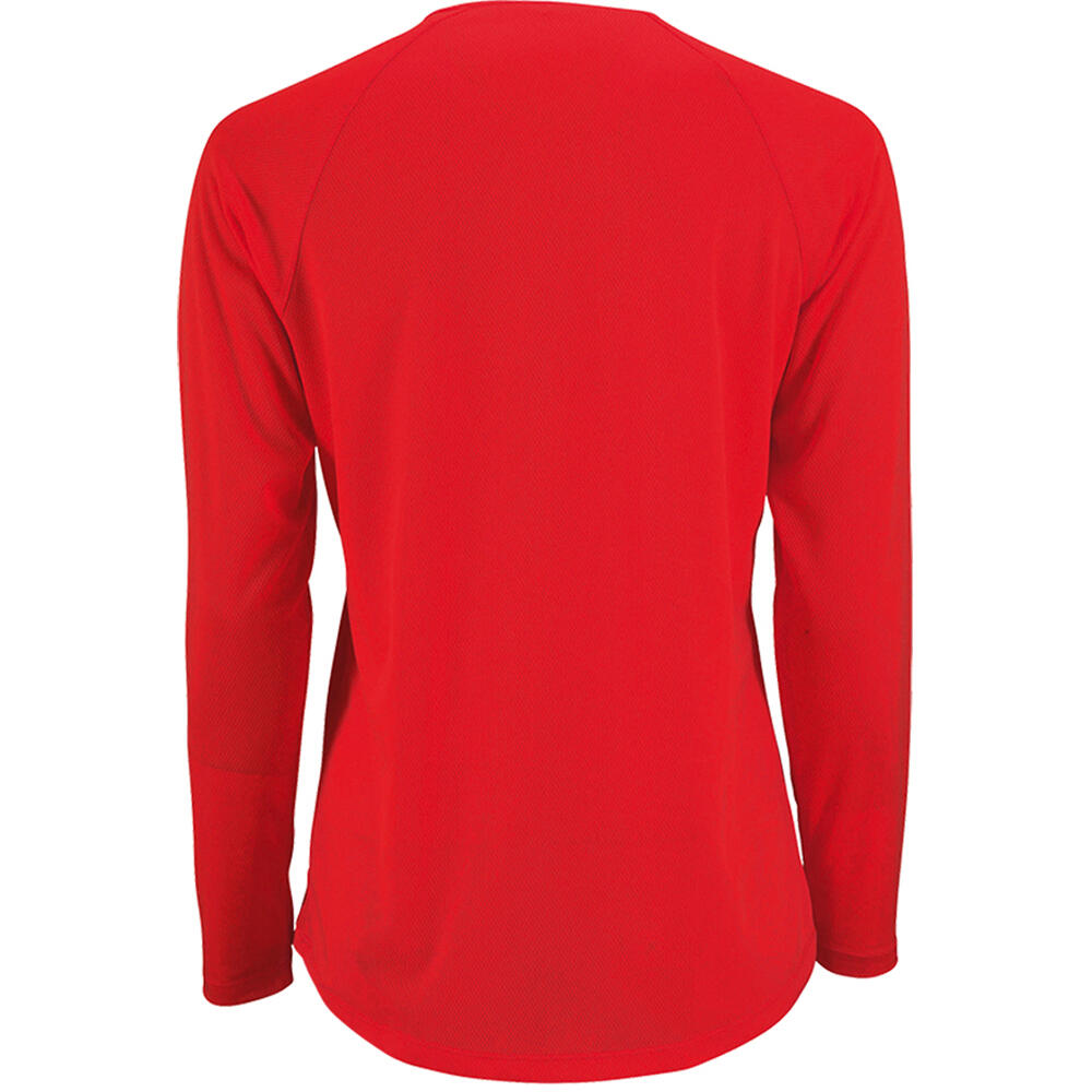 Womens/Ladies Sporty Long Sleeve Performance TShirt (Red) 2/4