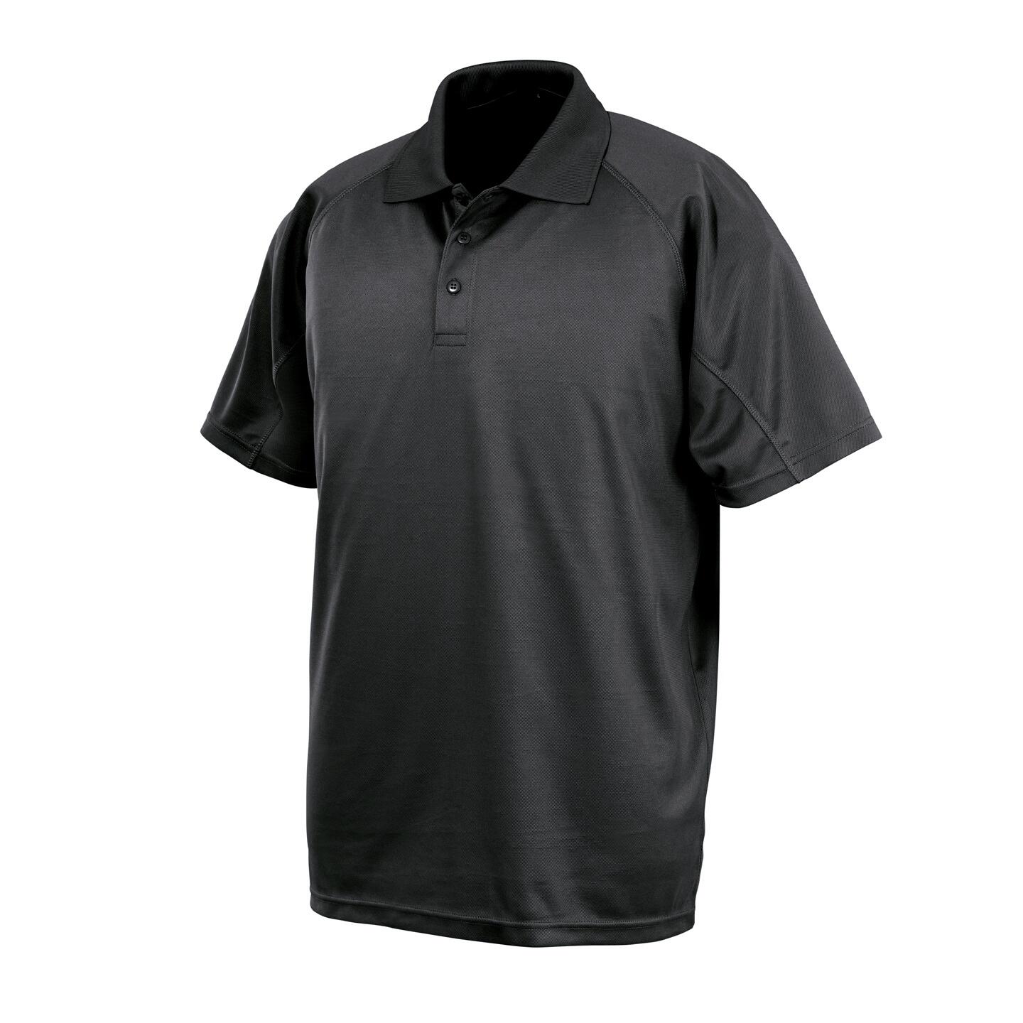 SPIRO Impact Mens Performance Aircool Polo TShirt (Black)