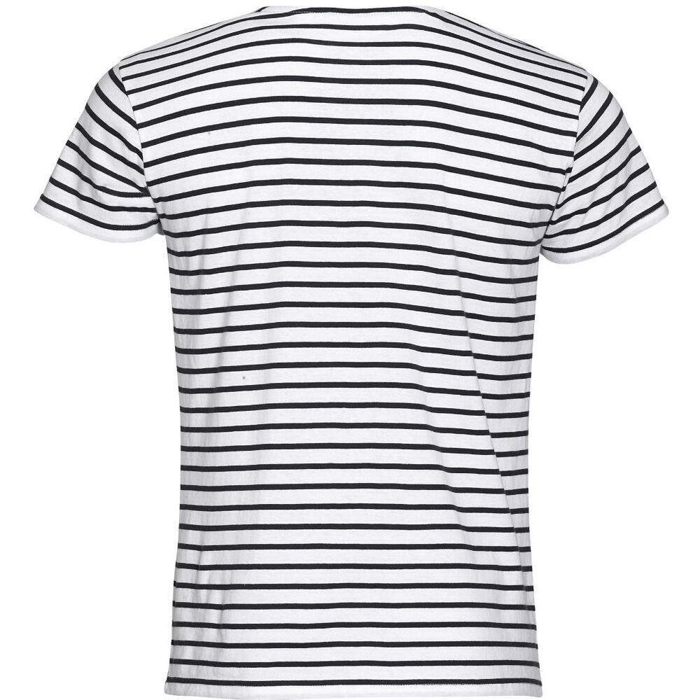 Mens Miles Striped Short Sleeve TShirt (White/Navy) 2/4