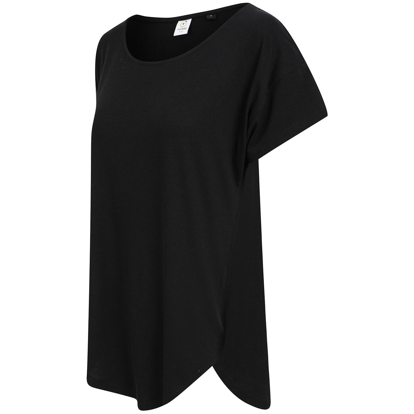 Womens/Ladies Scoop Neck TShirt (Black) 4/5