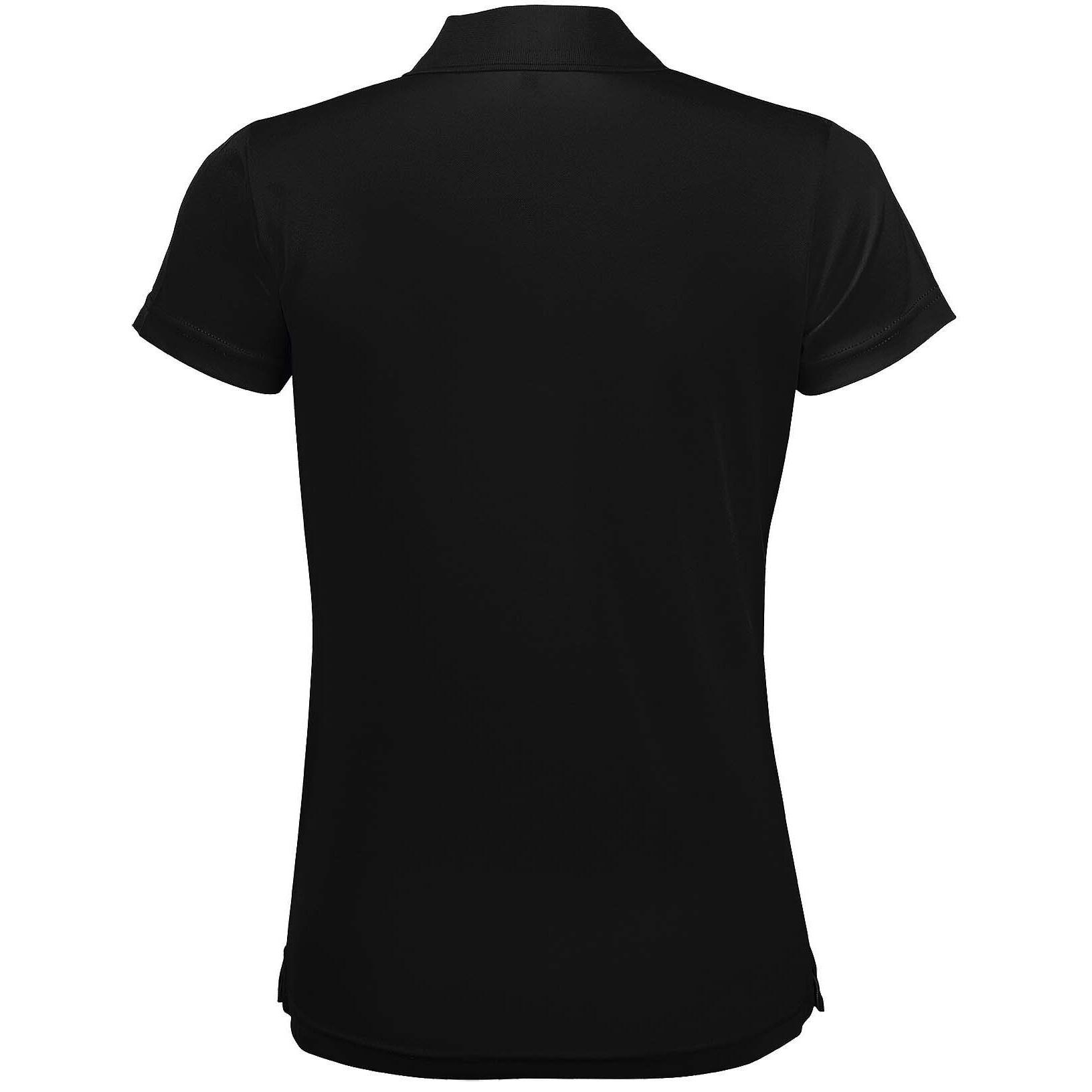 Womens/Ladies Performer Short Sleeve Pique Polo Shirt (Black) 2/5