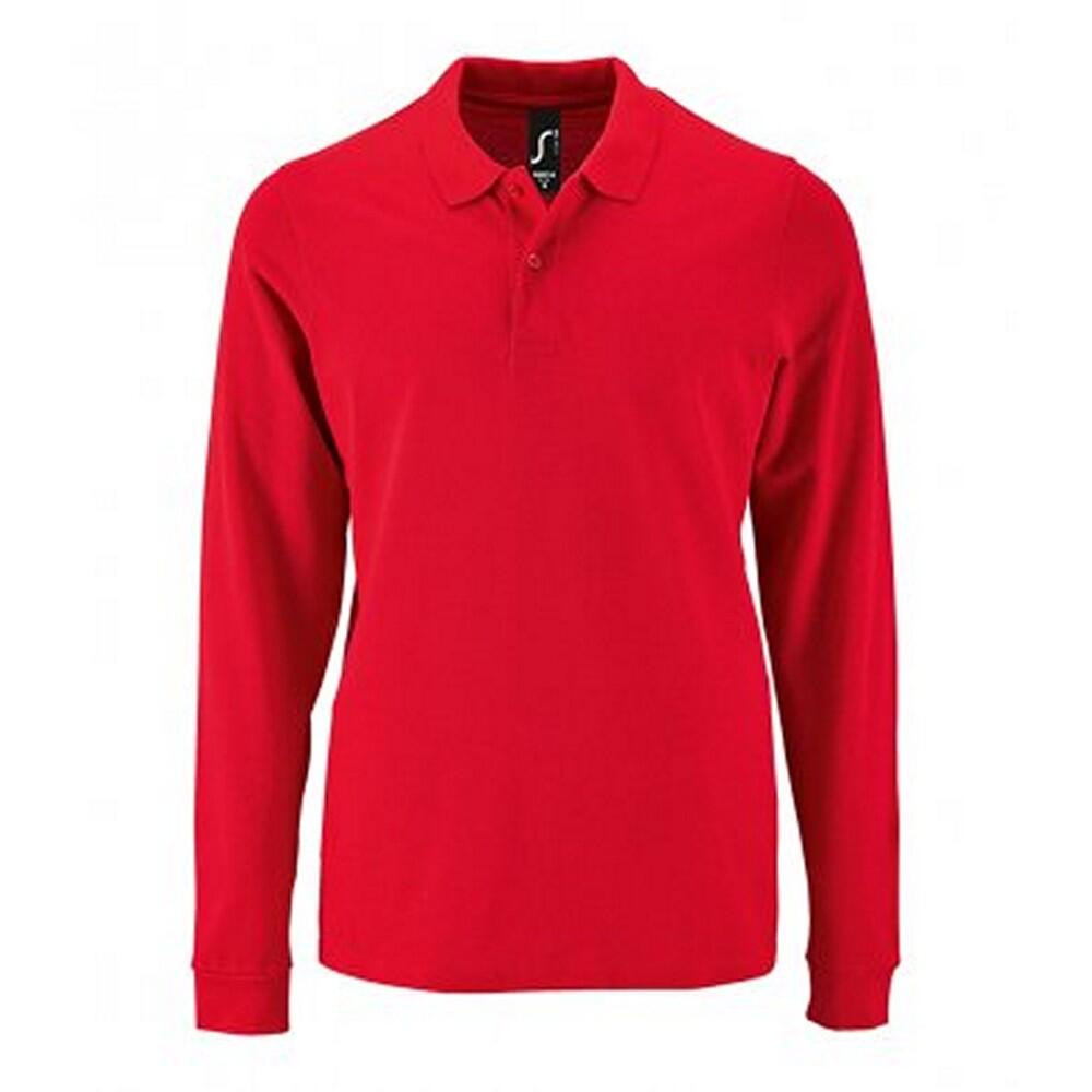 SOL'S Mens Perfect Long Sleeve Pique Polo Shirt (Red)