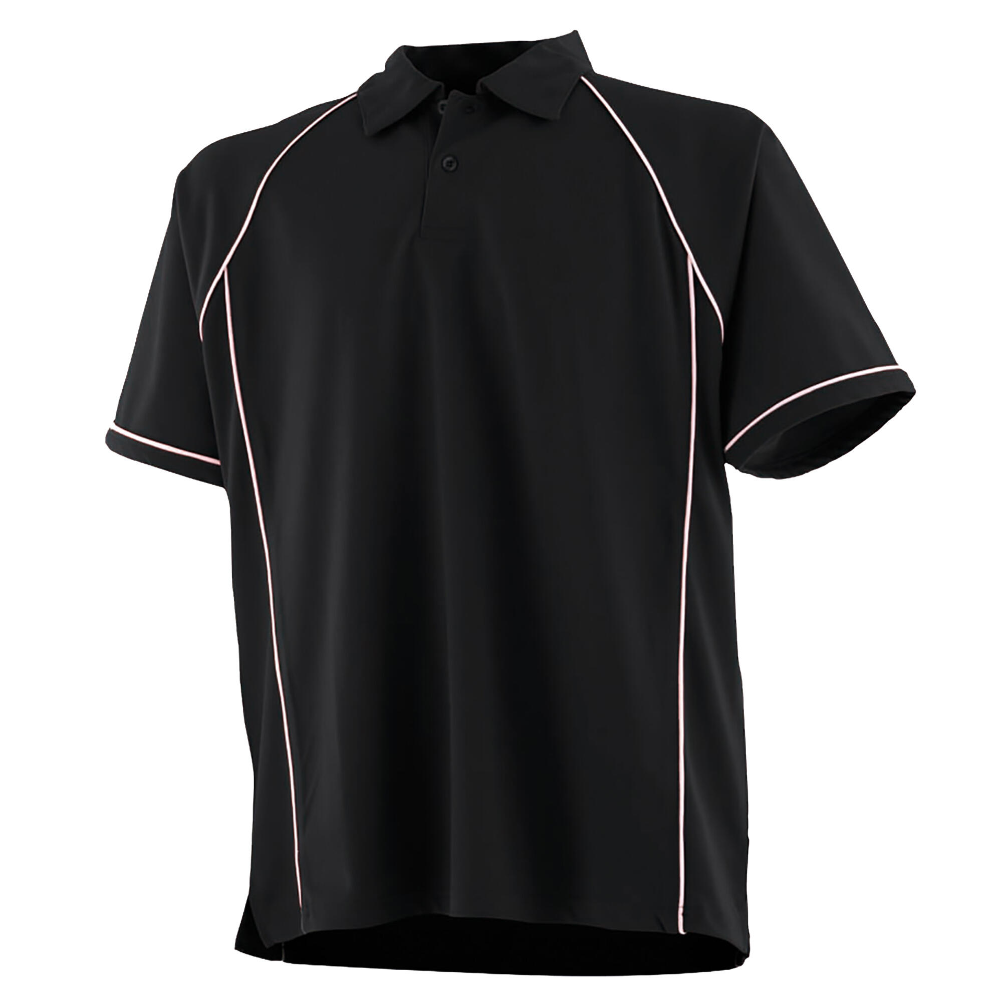 FINDEN & HALES Kids Unisex Piped Performance Sports Polo Shirt (Black/White)