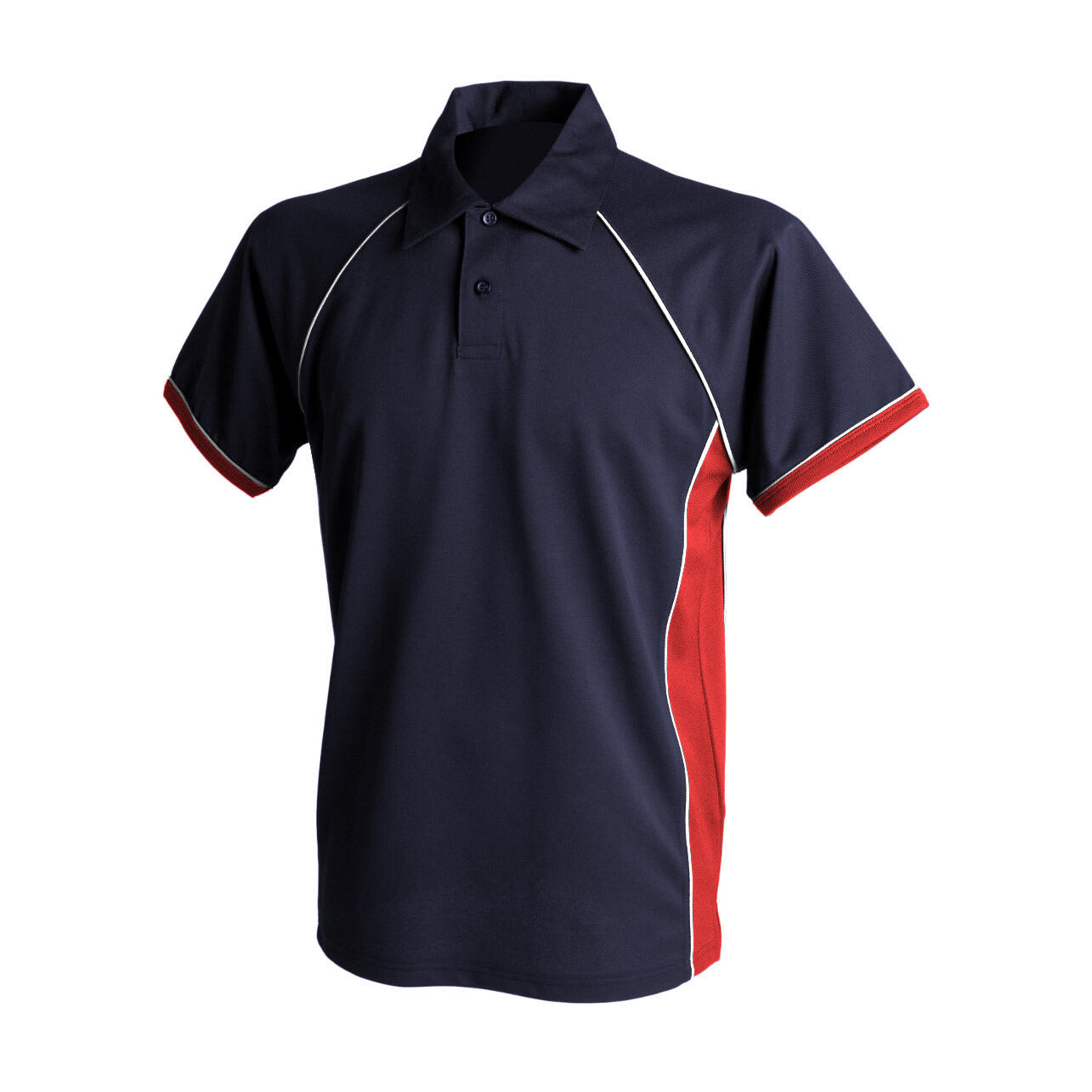 FINDEN & HALES Mens Piped Performance Sports Polo Shirt (Navy/Red/White)