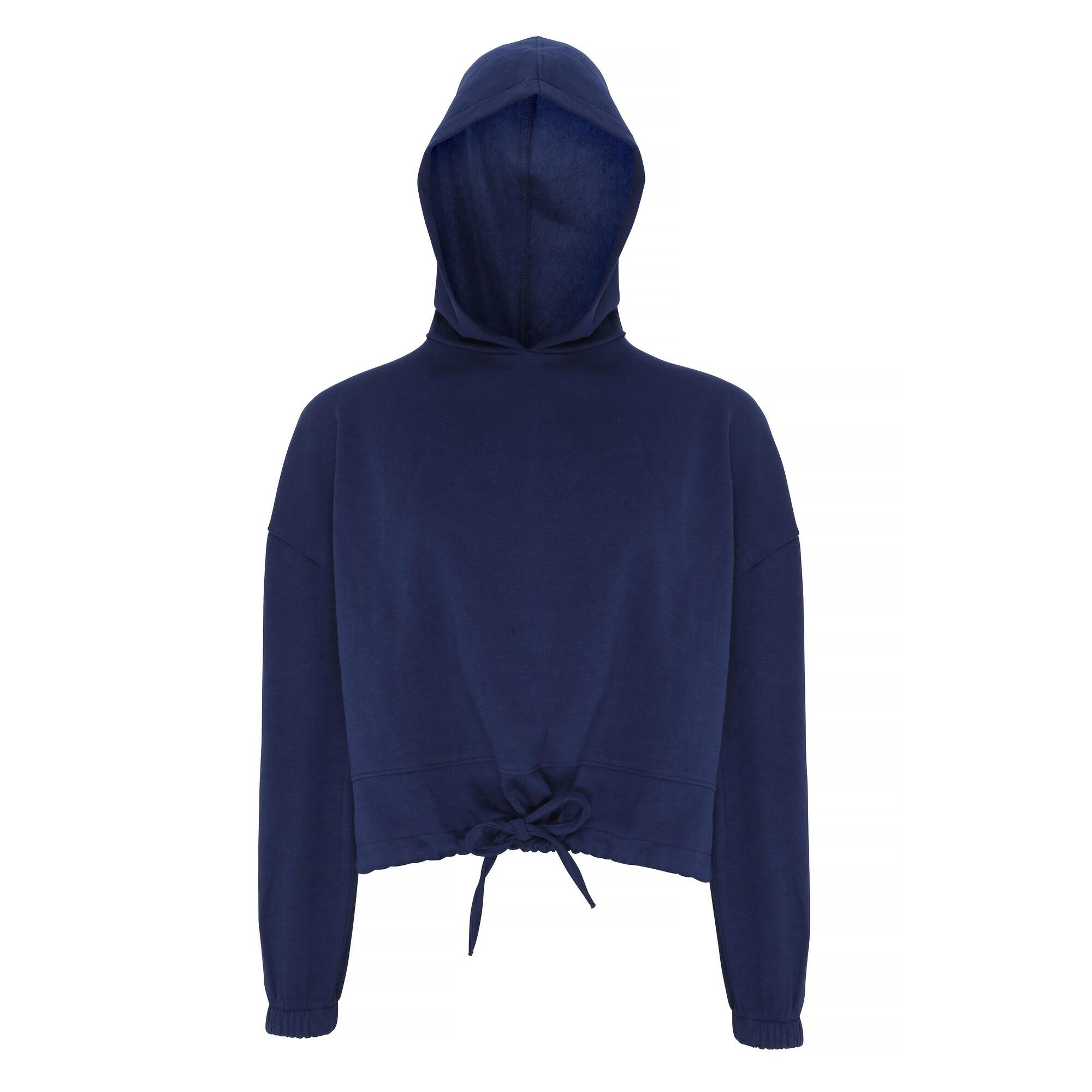 TRIDRI Felpa Corta In Vita Oversize Con Cappuccio Donna TriDri Blu Navy