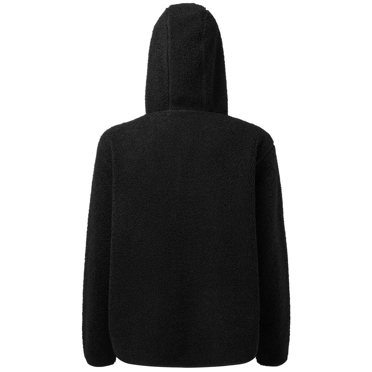 Womens/Ladies Sherpa Fleece Quarter Zip Hoodie (Black) 2/5