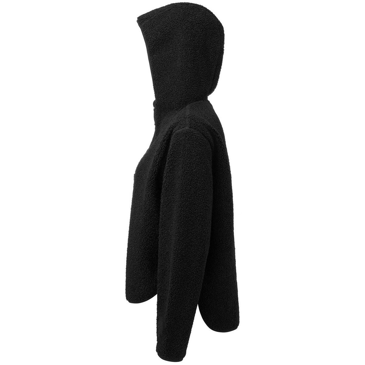 Womens/Ladies Sherpa Fleece Quarter Zip Hoodie (Black) 3/5