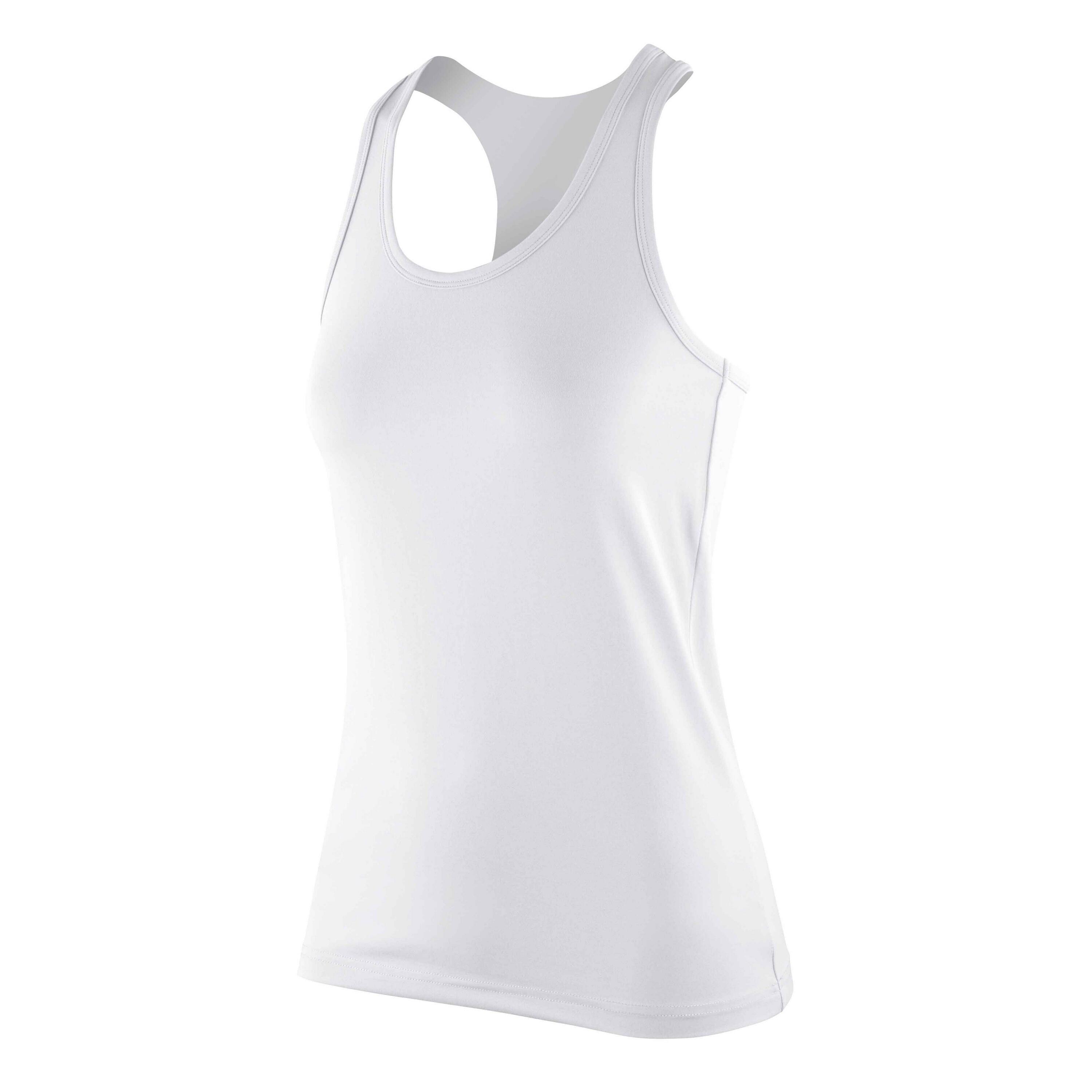 SPIRO Womens/Ladies Softex Stretch Fitness Sleeveless Vest Top (White)